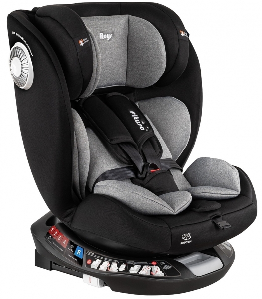 Автокресло Pituso Roys Plus 0-36 кг G406-BL-GR Black, grey Inlay /Черный,Серый вкладыш