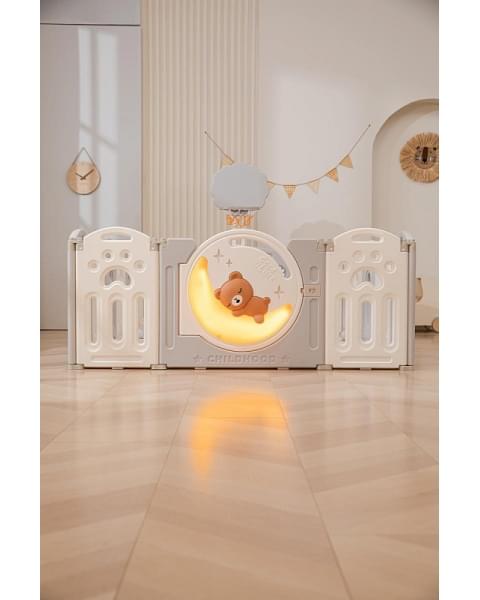 Манеж UNIX Kids DeLuxe Grey,180 x 200 см с игровыми аксессуарами