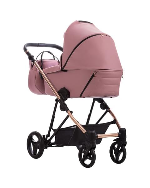 Детская коляска Bebetto Yoddi Premium Class 2 в 1 05 розовая кожа рама бронза
