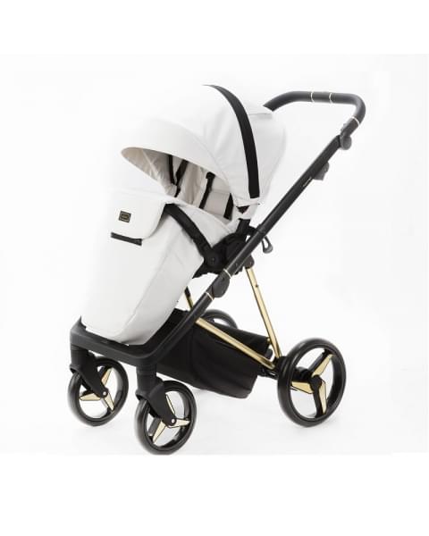 Детская коляска Adamex Blanc Special Edition 2 в 1 BL-PS782 (БЕЛ.В БЛЕСТКУ+БЕЛ.КОЖА+ЗОЛОТО РАМА)