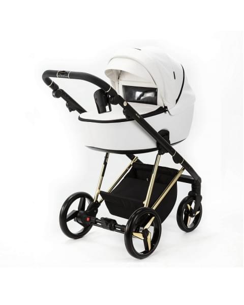 Детская коляска Adamex Blanc Special Edition 2 в 1 BL-PS782 (БЕЛ.В БЛЕСТКУ+БЕЛ.КОЖА+ЗОЛОТО РАМА)