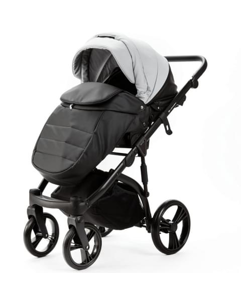 Детская коляска Adamex Lanti Deluxe 2 в 1 LN-SD107 (СВ.СЕР.КОЖА + ЧЕРН. КОЖА)