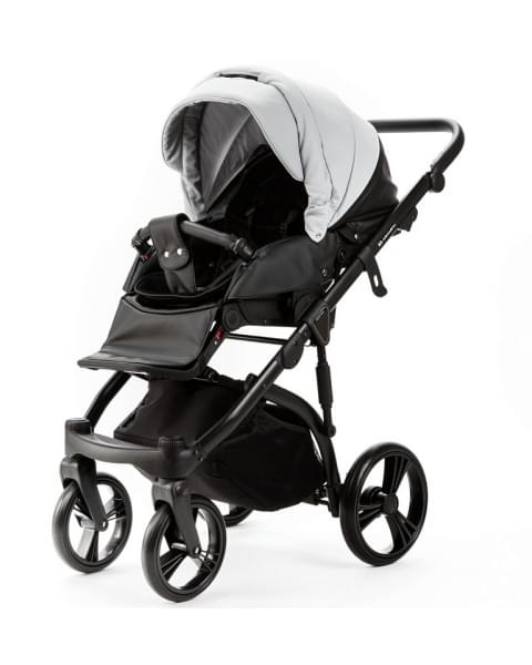 Детская коляска Adamex Lanti Deluxe 2 в 1 LN-SD107 (СВ.СЕР.КОЖА + ЧЕРН. КОЖА)