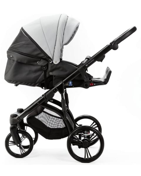 Детская коляска Adamex Lanti Deluxe 2 в 1 LN-SD107 (СВ.СЕР.КОЖА + ЧЕРН. КОЖА)