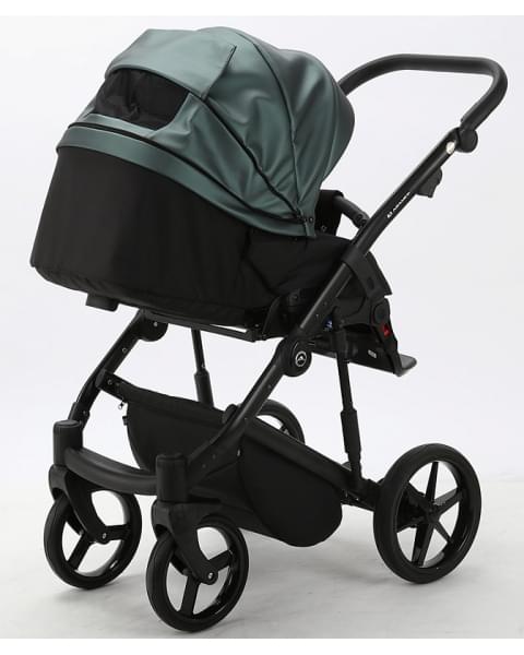 Детская коляска Adamex Mobi Deluxe 2 в 1 M-SD07 (ТЕМНО-ЗЕЛЕНЫЙ ПЕРЛ+ЧЕРН.КОЖА)