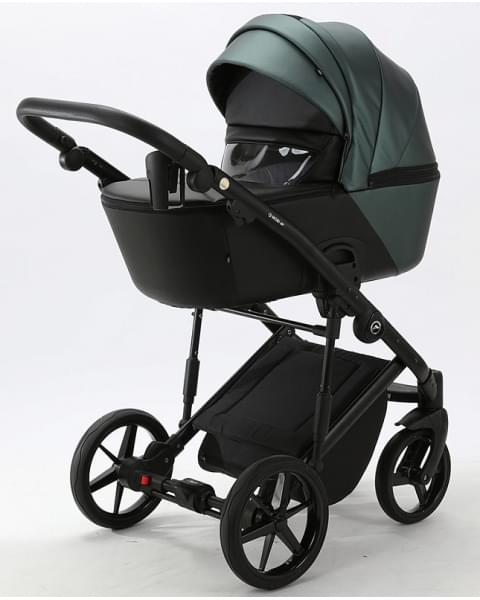 Детская коляска Adamex Mobi Deluxe 2 в 1 M-SD07 (ТЕМНО-ЗЕЛЕНЫЙ ПЕРЛ+ЧЕРН.КОЖА)