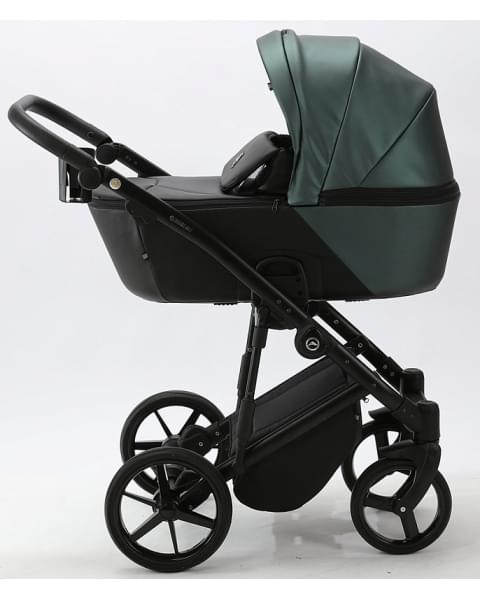 Детская коляска Adamex Mobi Deluxe 2 в 1 M-SD07 (ТЕМНО-ЗЕЛЕНЫЙ ПЕРЛ+ЧЕРН.КОЖА)
