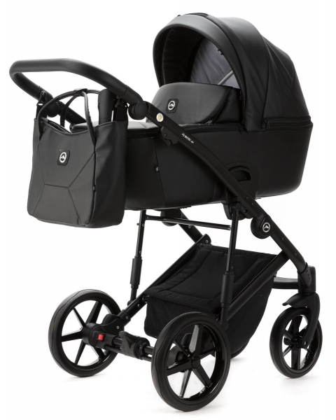 Детская коляска Adamex Mobi Deluxe New 2 в 1 MN-SA02 ЧЕРНАЯ КОЖА