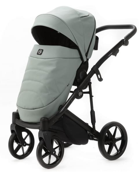 Детская коляска Adamex Mobi Deluxe New 2 в 1 MN-SA20 СЕРО-ЗЕЛЕНАЯ КОЖА