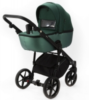 Детская коляска Adamex Nola 3 в 1 N-PS116 (ЗЕЛ + ИЗУМРУД. ПЕРЛ. КОЖА)