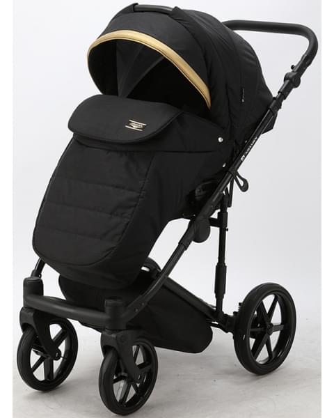 Детская коляска Adamex Rimini 2 в 1 RI01-TIP ЧЕРНЫЙ+ЧЕРН.КОЖА+ЗОЛОТО ОТДЕЛКА