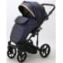 Детская коляска Adamex Rimini Deluxe 2 в 1 RI250 Т.СИН.ПЕРЛ.КОЖА+ЗОЛОТО.ОТДЕЛКА