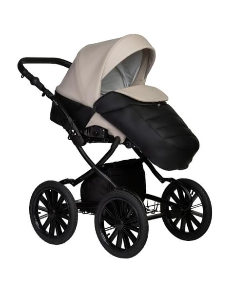 Детская коляска Indigo Mio Eco Plus 14 2 в 1 04 черная кожа+св.бежевая кожа