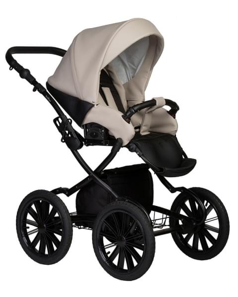 Детская коляска Indigo Mio Eco Plus 14 2 в 1 04 черная кожа+св.бежевая кожа