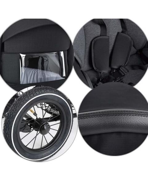 Детская коляска Roan Bass Next Classic d12 3 в 1 с автокреслом Tutis Elo Lux EduSky Black RCL063/1 Black