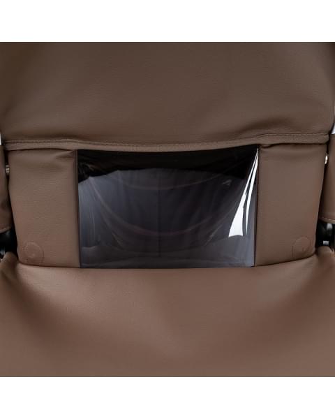 Детская коляска Roan Esso 2025 Кожа 2 в 1 ESSK/211/1 Camel/Black/руч.Тем.коричневый