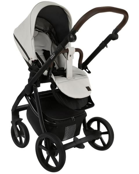 Детская коляска Roan Esso 2025 Кожа 2 в 1 ESSK/213/1 Island Stone /Black/руч.Тем.коричневый