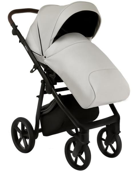 Детская коляска Roan Esso 2025 Кожа 2 в 1 ESSK/213/1 Island Stone /Black/руч.Тем.коричневый