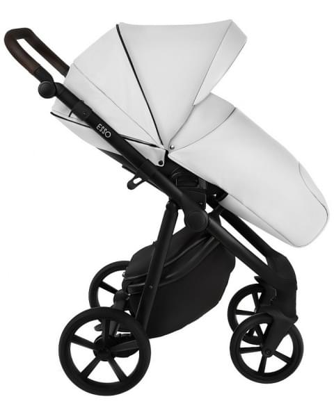 Детская коляска Roan Esso 2025 Кожа 2 в 1 ESSK/215/1 White/Black/руч.Тем.коричневый