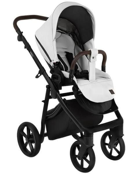 Детская коляска Roan Esso 2025 Кожа 2 в 1 ESSK/215/1 White/Black/руч.Тем.коричневый