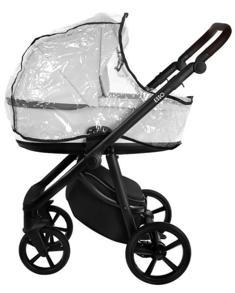 Детская коляска Roan Esso 2025 Кожа 2 в 1 ESSK/215/1 White/Black/руч.Тем.коричневый