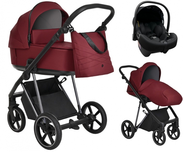 Детская коляска Roan Sol Luxury 3 в 1 с автокреслом Tutis Elo Lux EduSky Black RSL/4041 Porto/Nikiel