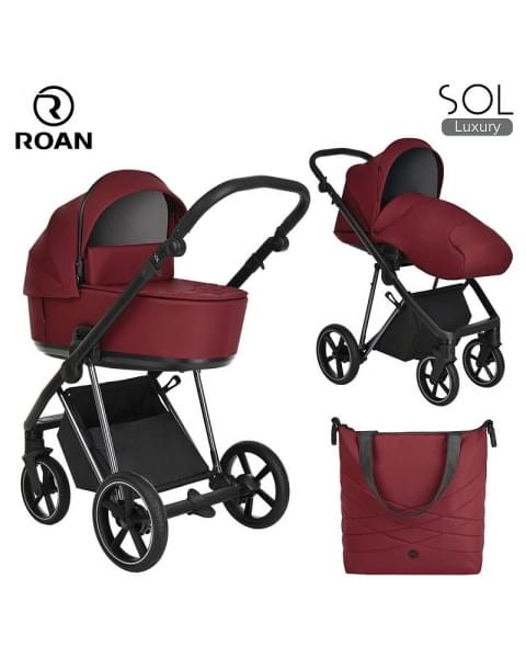 Детская коляска Roan Sol Luxury 3 в 1 с автокреслом Tutis Elo Lux EduSky Black RSL/4041 Porto/Nikiel