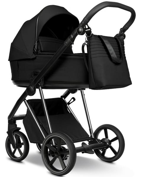 Детская коляска Roan Sol Vintage Luxury 3 в 1 с автокреслом Tutis Elo Lux EduSky Black VIN 05/CB Caviar Black/Nickel/руч.Black