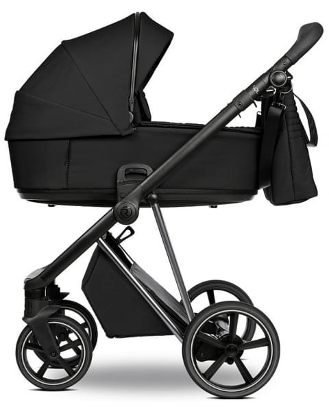 Детская коляска Roan Sol Vintage Luxury 3 в 1 с автокреслом Tutis Elo Lux EduSky Black VIN 05/CB Caviar Black/Nickel/руч.Black