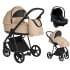 Детская коляска Roan Sol Кожа 3 в 1 с автокреслом Tutis Elo Lux EduSky Black RSL/2021 Caramel/Black/руч.Тем.коричневый