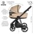 Детская коляска Roan Sol Кожа 3 в 1 с автокреслом Tutis Elo Lux EduSky Black RSL/2021 Caramel/Black/руч.Тем.коричневый