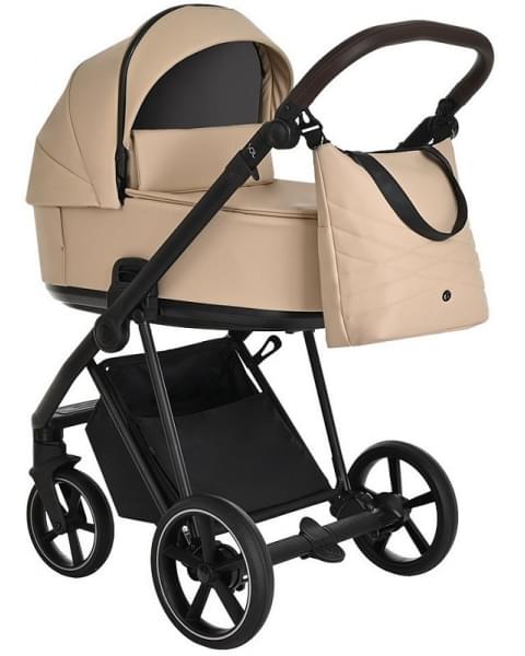 Детская коляска Roan Sol Кожа 3 в 1 с автокреслом Tutis Elo Lux EduSky Black RSL/2021 Caramel/Black/руч.Тем.коричневый