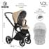 Детская коляска Roan Sol Кожа 3 в 1 с автокреслом Tutis Elo Lux EduSky Black RSL/2021 Caramel/Black/руч.Тем.коричневый