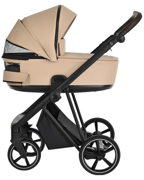 Детская коляска Roan Sol Кожа 3 в 1 с автокреслом Tutis Elo Lux EduSky Black RSL/2021 Caramel/Black/руч.Тем.коричневый