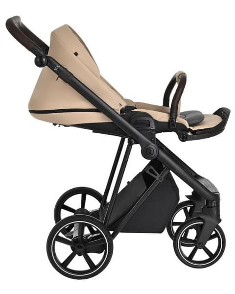 Детская коляска Roan Sol Кожа 3 в 1 с автокреслом Tutis Elo Lux EduSky Black RSL/2021 Caramel/Black/руч.Тем.коричневый