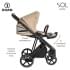 Детская коляска Roan Sol Кожа 3 в 1 с автокреслом Tutis Elo Lux EduSky Black RSL/2021 Caramel/Black/руч.Тем.коричневый