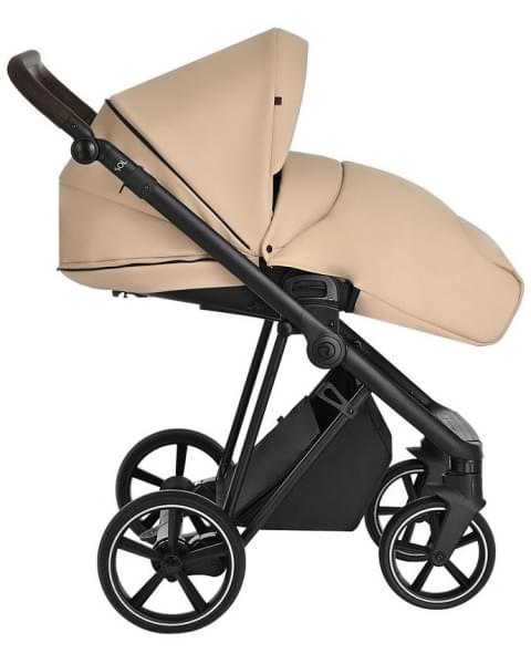 Детская коляска Roan Sol Кожа 3 в 1 с автокреслом Tutis Elo Lux EduSky Black RSL/2021 Caramel/Black/руч.Тем.коричневый