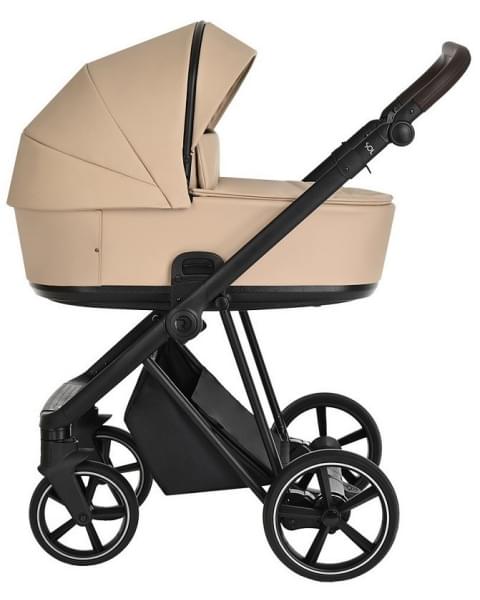 Детская коляска Roan Sol Кожа 3 в 1 с автокреслом Tutis Elo Lux EduSky Black RSL/2021 Caramel/Black/руч.Тем.коричневый