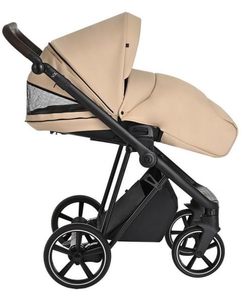 Детская коляска Roan Sol Кожа 3 в 1 с автокреслом Tutis Elo Lux EduSky Black RSL/2021 Caramel/Black/руч.Тем.коричневый