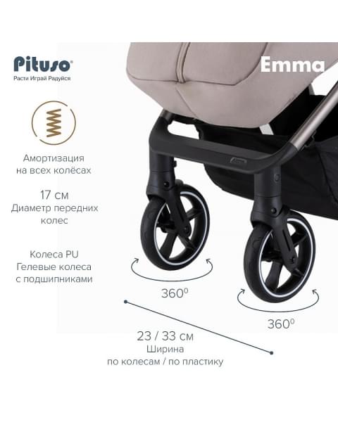 Детская прогулочная коляска Pituso Emma Cappuccino/Капучино