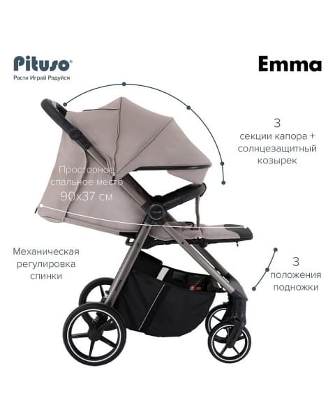 Детская прогулочная коляска Pituso Emma Cappuccino/Капучино