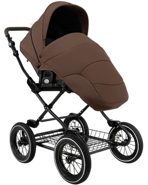 Детская коляска Roan Bass Next Classic 2.0 d12 3 в 1 с автокреслом Tutis Elo Lux EduSky Black BNC/81/2 Mocha Mousse/Black/руч.Cappuccino