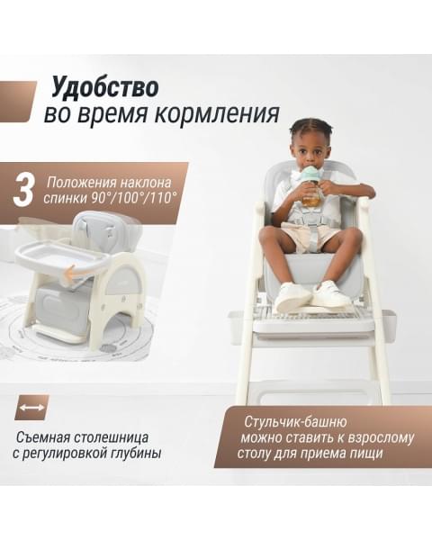 Стул для кормления UNIX Kids Cloud Трансформер (3 in 1) Grey
