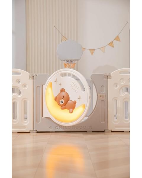 Манеж UNIX Kids DeLuxe Grey,180 x 200 см с игровыми аксессуарами