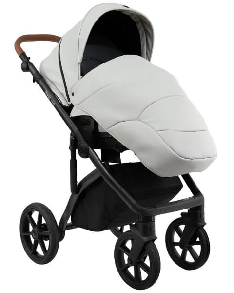 Детская коляска Roan Bass Next Кожа 2.0 3 в 1 с автокреслом Tutis Elo Lux EduSky Black BNL/70/2 Island Stone /Black/ руч.Коричневый