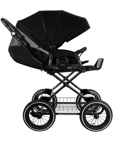 Детская коляска Roan Bass Next Classic 2.0 d12 3 в 1 с автокреслом Tutis Elo Lux EduSky Black BNC/85/2 Caviar/Black/руч.Cappuccino