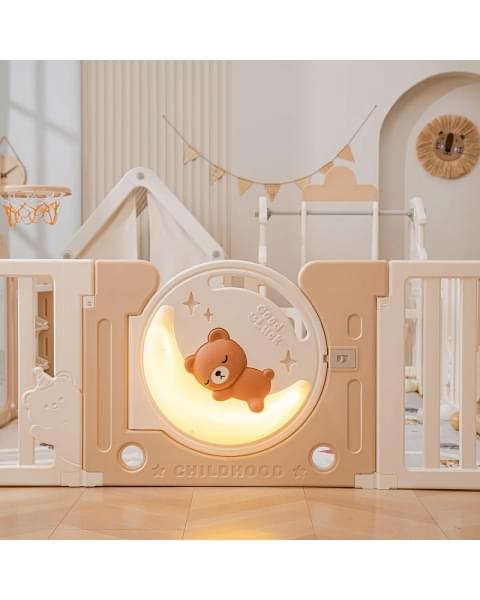 Манеж UNIX Kids DeLuxe House Camel, 180 x 200 см с игровыми аксессуарами