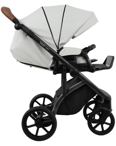 Детская коляска Roan Bass Next Кожа 2.0 3 в 1 с автокреслом Tutis Elo Lux EduSky Black BNL/70/2 Island Stone /Black/ руч.Коричневый