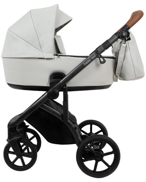 Детская коляска Roan Bass Next Кожа 2.0 3 в 1 с автокреслом Tutis Elo Lux EduSky Black BNL/70/2 Island Stone /Black/ руч.Коричневый