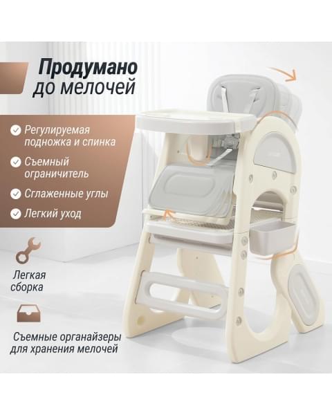 Стул для кормления UNIX Kids Cloud Трансформер (3 in 1) Grey